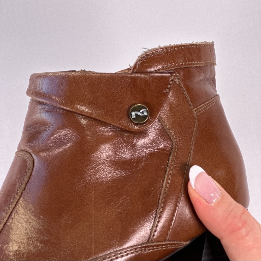 NeroGiardini Womens Leather Ankle Boots Made In Italy Block Heel Brown EU 37 - Picture 9 of 12